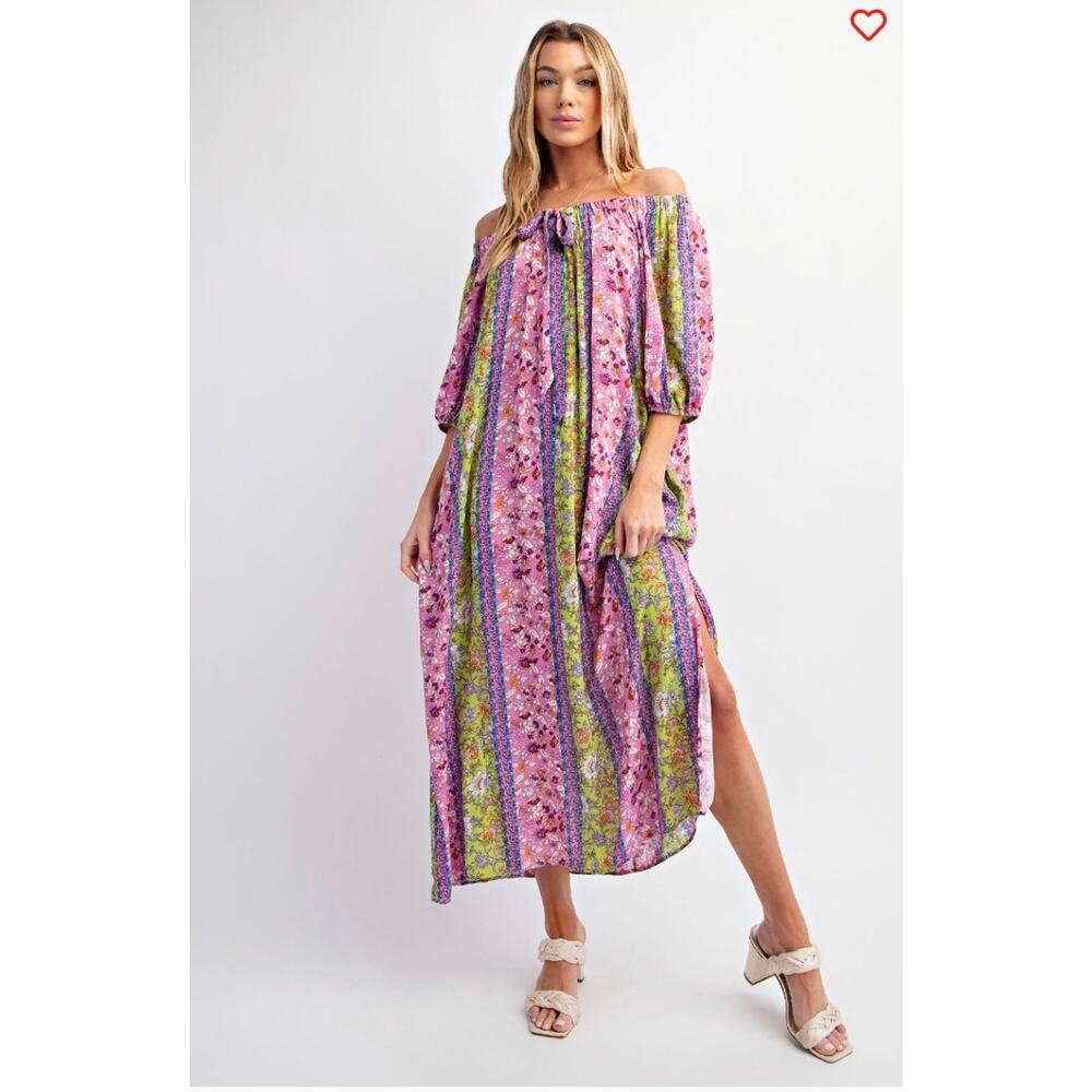 Easel - Printed Gauze Midi Dress - Large